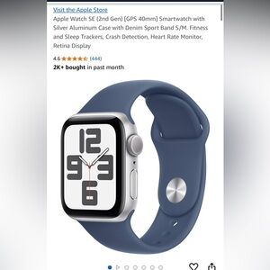 GPS Only Apple Watch SE 2nd Gen 40MM Silver Aluminum White And Blue Bands